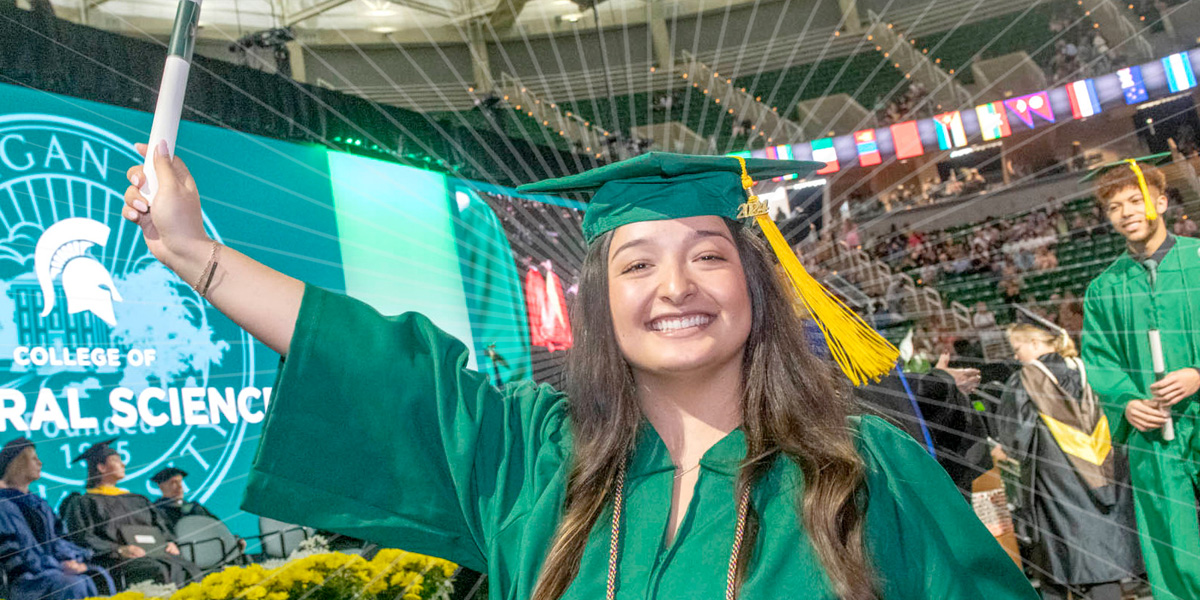 female student graduating